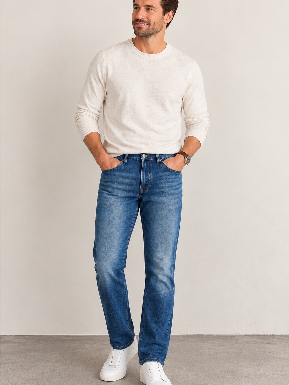 NWT Johnston & Murphy Mens Jeans 38x32 Regular Fit Blue Denim Stretch Classic